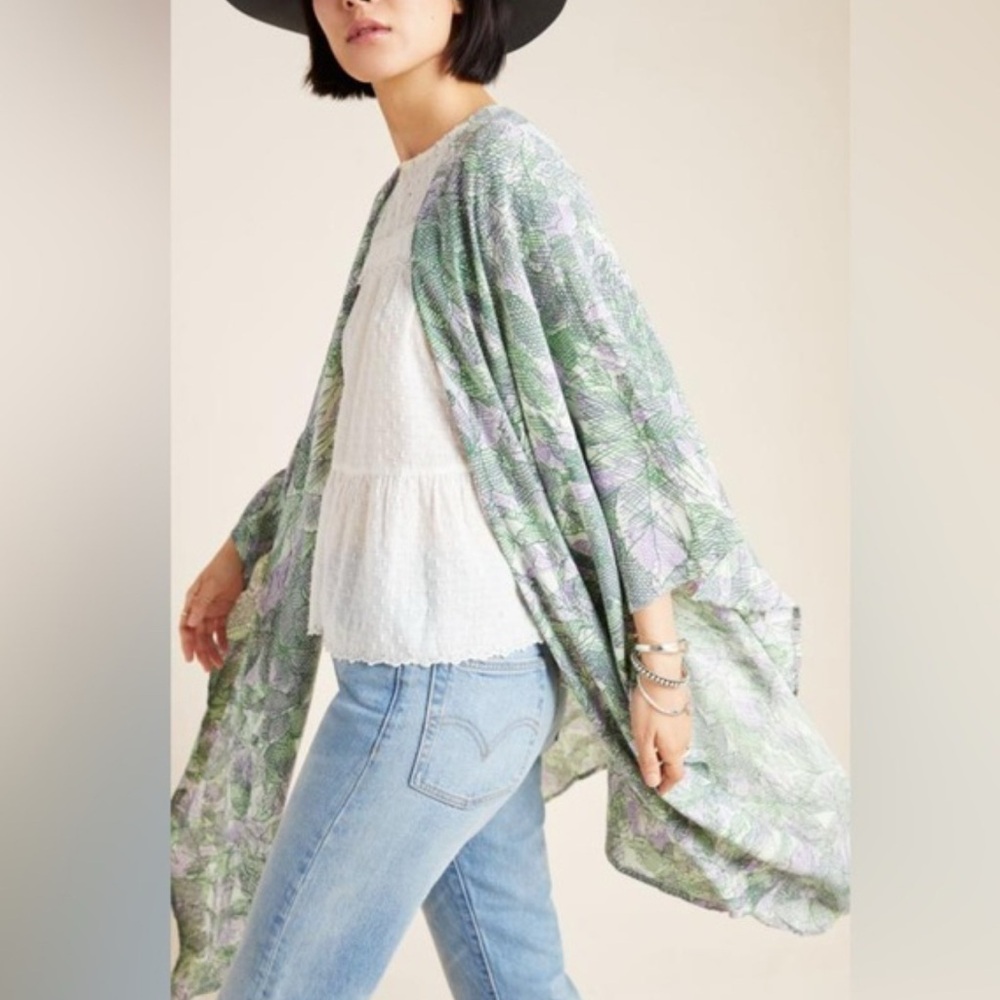 Anthropologie Elegant Green and Purple Women's Scarf